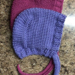 Hand knitted baby bonnet