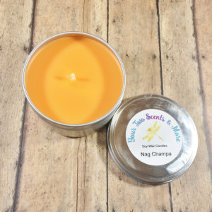 Nag Champa Scented Soy Candles, Homemade Candles, Meditation Candle, Yoga Candle, 8 Oz Candle Tins, Natural Soy Candles, Vegan Candles