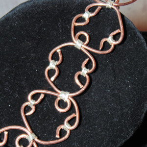 Bracelet, Wire Wrapped, Sterling Silver and Natural Copper