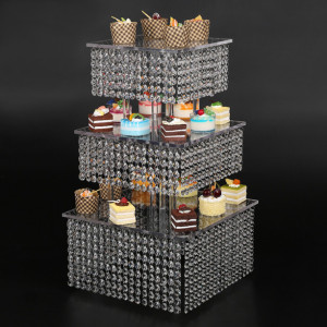 3 Tier Round crystal Dessert Server Cake Stand For Birthday Wedding Party Freestanding Style Cupcake Tower 160 Cupcakes Wedding Stand