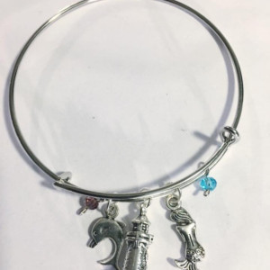 Charm Bangle Bracelet, Ocean Themed