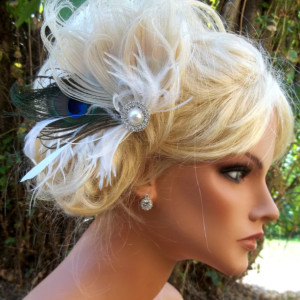 Wedding Hair Clip, Ivory peacock, Bridal Hair Fascinator, Feather Fascinator, Bridal Hair Clip, Wedding Hair Accessories, Bridal Comb