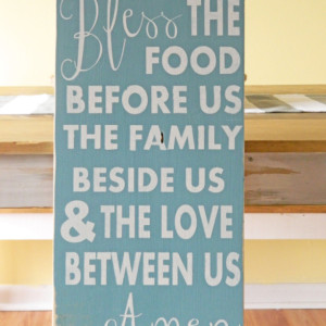 Bless the Food Before Us...Amen -  Distressed Typography Wood Sign - Prayer for the Kitchen - Kitchen Sign - Kitchen Decor