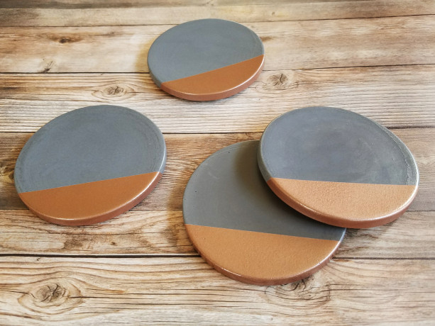 Concrete coasters with Copper