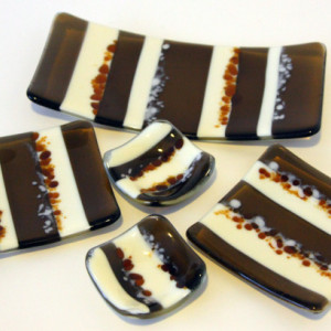 Fused Glass Sushi Set in Bronze Serving Dish 0032