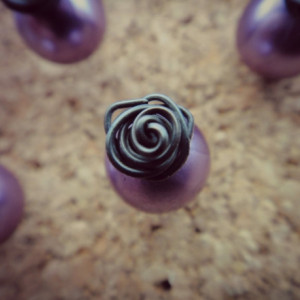 x10 Rose Topped Pearl Push Pins Tacks in Lavender