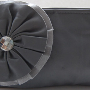 Beautiful gray lambskin leather flex frame clutch