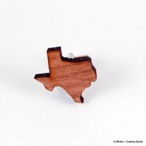 Laser Cut Walnut Cufflinks - State of Texas