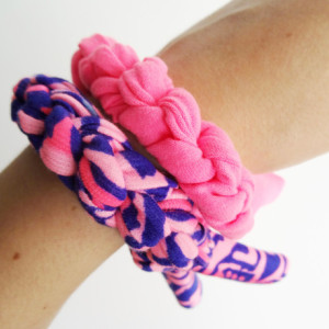 Pink, Navy, and Turquoise Patterned Bracelet Set