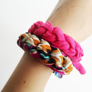 Pink Accented Aztec Chunky Bracelet Stack Set