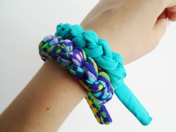 Turquoise, Navy, Pink, and Green Patterned Chunky Bracelet Stack Set