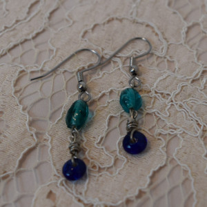 Blue and Teal Dangle Earrings