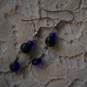 Green and Blue Dangle Earrings