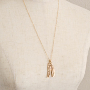 Wild & Free Feather Charm Bronze Necklace. Minimalist Statement Jewelry. Long and Layered Jewelry