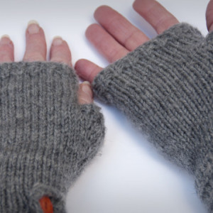 Hand Knit Railroad Track Band Fingerless Mitts