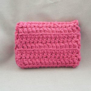 Pink stripe crochet wallet, pink wallet, handmade crochet wallet, coin purse, crochet wallet, business card holder, crochet wallet snap