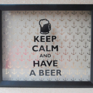 Keep Calm and Have a Beer Bottle Cap Holder Shadow Box