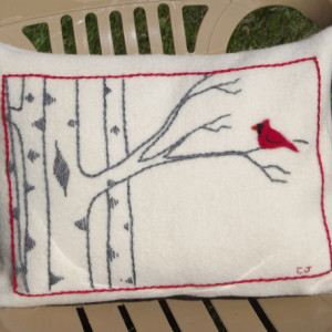 Embroidered Wool Pillow