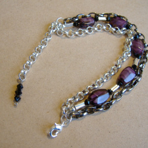 Multi Strand Chain and Glass Beads Bracelet