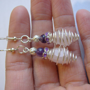 Wire Wrapped Rose Quartz Earrings