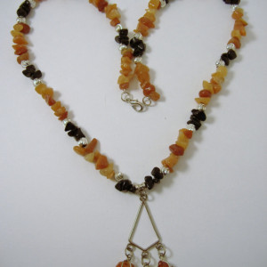 Orange Aventurine and Obsidian Jewelry Set