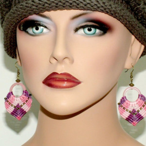 Pink/Purple Macrame Earrings EM-001