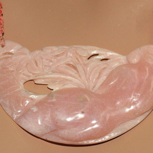 Carved Pink Opal Goddess Macrame Choker Necklace NM-003