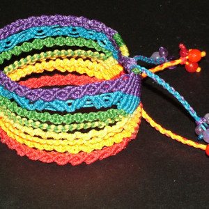 Rainbow Macrame Cuff Bracelet AB-007