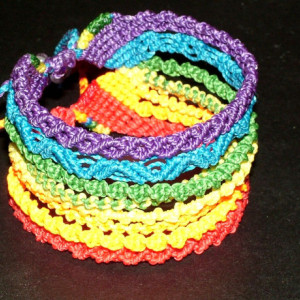Rainbow Macrame Cuff Bracelet AB-007