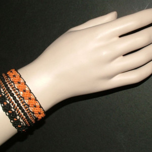 3-Wrap Black/Orange Combo Macrame Bracelet 3WB-001
