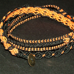 3-Wrap Black/Orange Combo Macrame Bracelet 3WB-001
