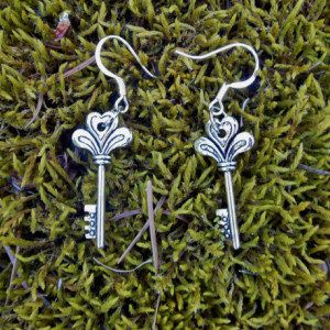 Silver Key Earrings