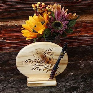 Handcrafted Scroll Saw Butterfly Pen Holder