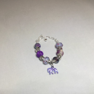 Purple European Charm Bracelet with Handpainted Elephant Charm
