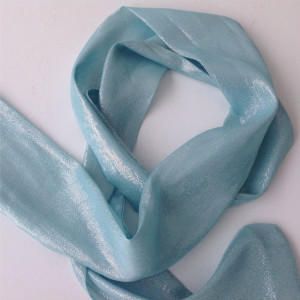 Light Blue Silk long scarf with iridescent shine