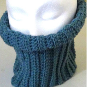 Cowl Neck warmer fitted - Blue Neck Scarf - Hand Crocheted Gift Item