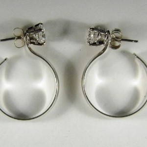 Earring JACKETS for Studs Solid Sterling Silver Hammered Domed Hoop Dangle Medium  JHLDSSHM for Gemstone Earrings