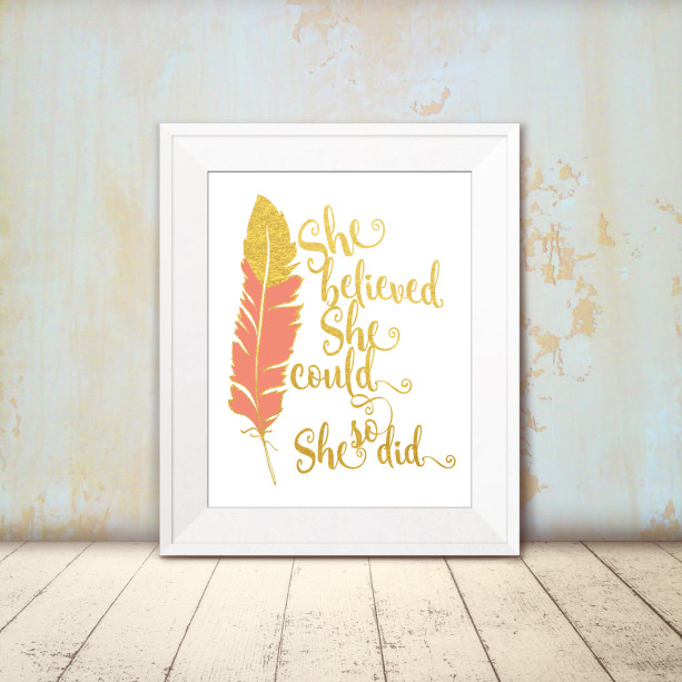 Inspirational Art Print - She Beleived She Could So She Did