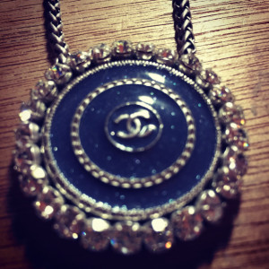 Denim Blue Designer Button Necklace