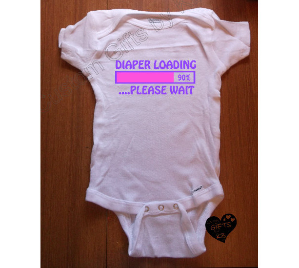 Diaper Loading Please Wait Custom Baby Onesie,Baby Onesie, Baby shower gift, onesie, Geeky Baby Onesie, Custom Baby onesie, Christmas Gift