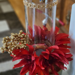 Christmas Glass Candle Holder In red 