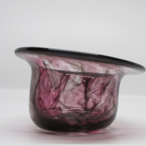 Medium Purple and Black Glass Bowl