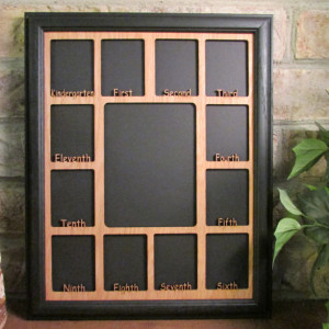 School Years Frame WITH NAME Graduation Collage K-12 Full Grades Oak Picture Frame and Oak Matte 11x14