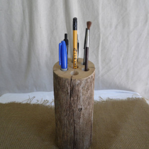 Rustic Pencil and Pen Holder, Wooden Pencil Cup, Wooden Pen and Pencil Holder, Rustic Desk Organizer