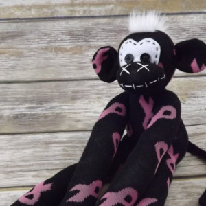 Sock monkey : Breast Cancer (Eve) ~ The original handmade plush animal made by Chiki Monkeys