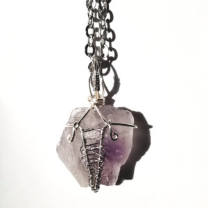 FUSE - Amethyst Quartz Silver Wire Wrapped Necklace