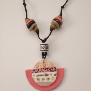Handmade Clay Glam Life Pendant Necklace Bohemian Tribal Ethnic
