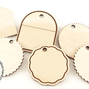 Dozen 2" Blank Wood Tags - 12 Pack - Laser Cut - Wedding, Gifts, Favors, Guest, Pet, Luggage, Backpack,