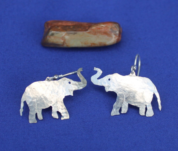 Sterling Silver Elephant Earwire or Post Earrings