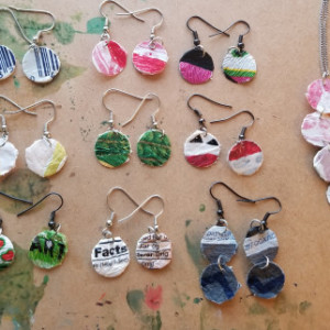 Fused Plastic Earrings and Necklace 